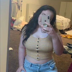 yellow striped top